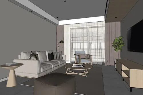 The same 3D render enhanced by AI to achieve photorealism with advanced lighting and detail.
